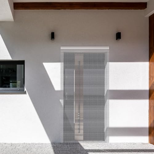 Gluwoer Aluminium Chain Curtain 90 x 200cm Metal Door Fly Screens Insect Control Curtain for Doorways (Silver)