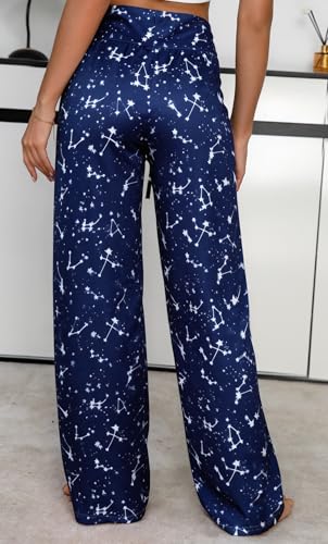 Image of Women Pajama Pants Comfy Lounge Wide Leg Casual Stretch Palazzo Drawstring Pj Bottoms Pants S-3XL