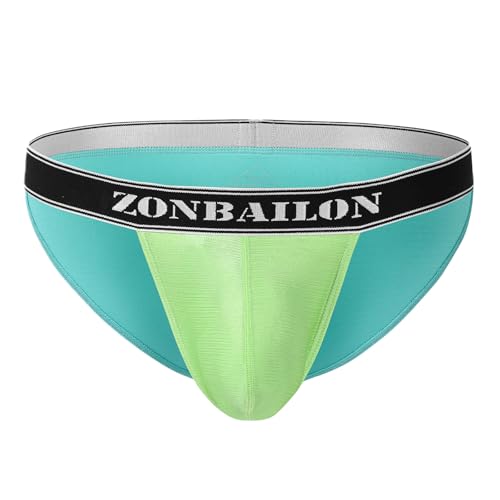 JINSHI Men’s Silk Glossy Underwear Sexy Low Rise Bikini Briefs with Bulge Pouch