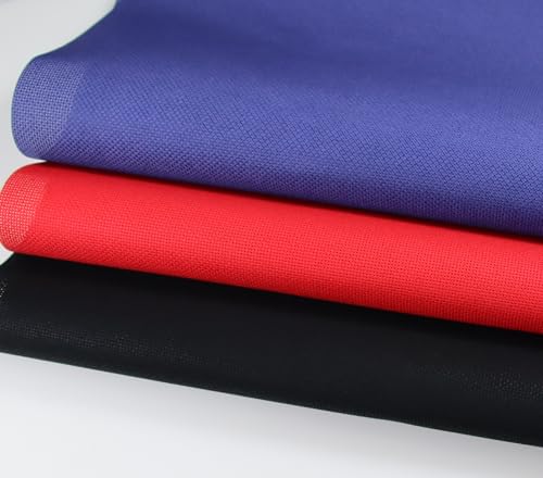 Image of KCS 3 pc of 15 inch x 18 inch(38cmx45cm) Counted Cross Stitch Cotton Aida Cloth Needlework Rolled Fabric Box,18CT,Red+Royal Blue+Black
