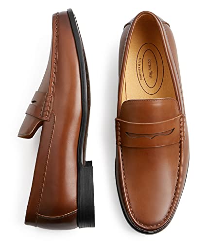 Journey West Mens Dress Shoes Slip on Penny Loafers for Men Tan US 123