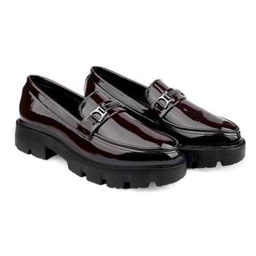 Image of WUGATTI Men's Patent Leather Comfortable & Office Wear Slip-On Loafers