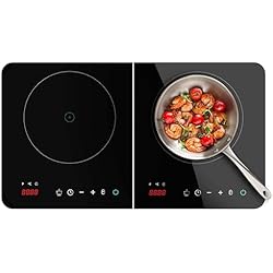 Vitro 2 Fuegos Cecotec Placa de inducción Digital Full Magma Double. 3500W, 2 Fogones, Portátil, con Vidrio de Seguridad, Control Táctil y Programable
