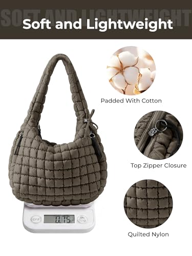 Image of Puffer Quilted Tote Bag for Women Nylon Crossbody Bags Puffy Purse Hobo Large Shoulder Bag Trendy