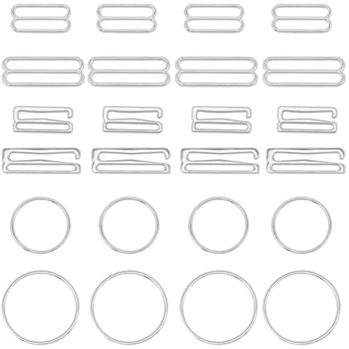 GORGECRAFT 72 Stück 6 Stile BH-Trägerhaken Metalllegierung Badeanzug-Oberteile Clips Ersatz Dessous-Verstellgurt Schieber Hardware-Verschluss Für Badeanzug Bikini Kleid Nähen Platin 18mm 24 mm