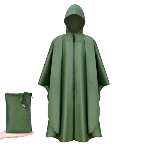 Vicloon Regenponcho, Unisex Regenjacken Regencape, Regen Poncho Jacke Mantel für Erwachsene mit Kapuze, Wasserdicht mit Reißverschluss, Wiederverwendbar Regenmantel, für Wandern Radfahren Camping