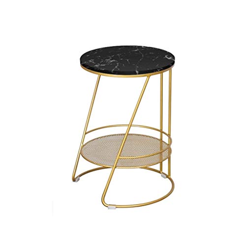 HTLLT Storage Table Decoration Table Double Layer Round Metal Round Ta HTLLT Storage Table Decoration Table Double Layer Round Metal Round Ta