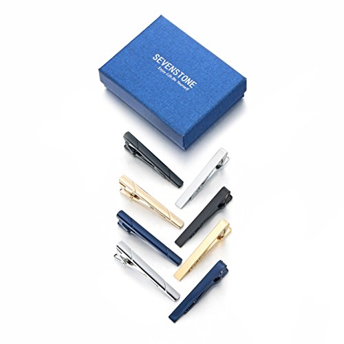 SEVENSTONE 8Pcs Tie Clips for Men Tie Pin Set Ties Necktie Business Bar Clips