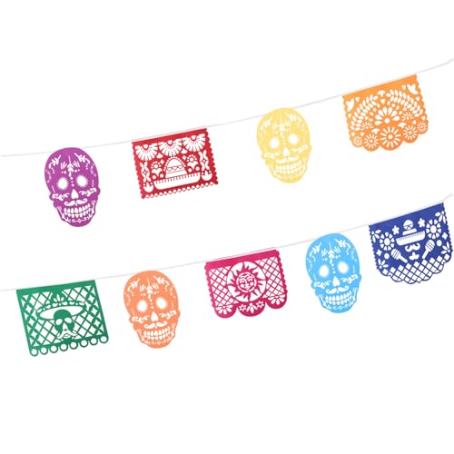 FRCOLOR Guirnalda de Fiesta Día Muertos Banderines Decorativos de Fieltro y Tela SintéTica 1 Juego de Pancarta Colgante Temática Mexicana para Decoración de Eventos y Celebraciones