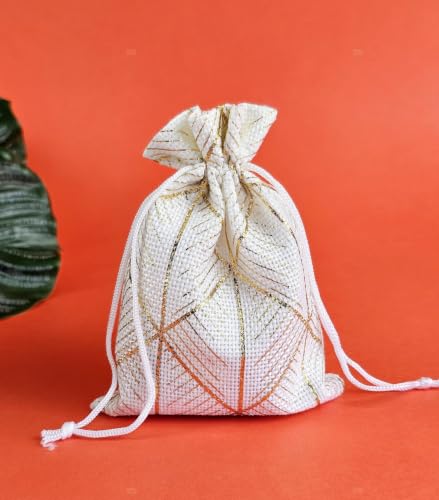 Image of SATYAM KRAFT 100 Pcs Jute Potli Bags for Wedding, Return, Festive Gifting | Eco-Friendly, Handmade Drawstring Bags for Jewelry, Sweets, Dry, Party, Reusable & Biodegradable (Pack of 100) (color 11)