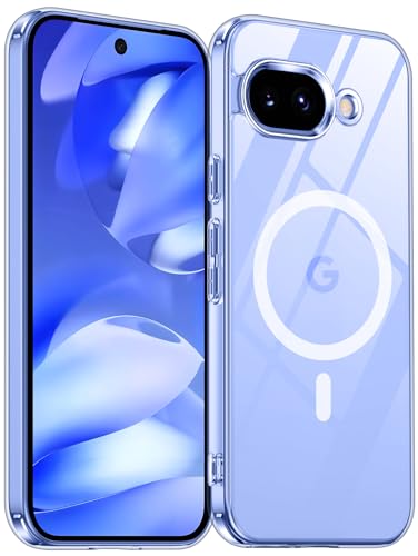 SPIDERCASE Magnetic for Google Pixel 9A Case, Military Grade Drop Protection Slim Crystal Clear Shockproof Anti-Fingerprint Phone Case, Phone Case for Pixel 9A, Clear