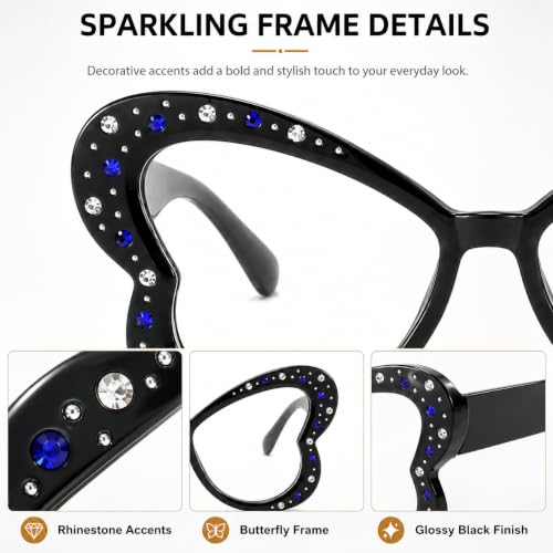 Image of Butterfly Shape Glasses for Women Retro Clear Flat Lens