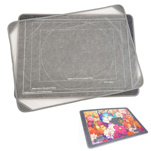Jigsaw Puzzle Board Board With Cover Non-Slip Surface Portable And Lightweight Holds Up To 1000 Pieces Includes Sorting Trays Easy-Move Mat For Adults Large 31.5 X 22.8