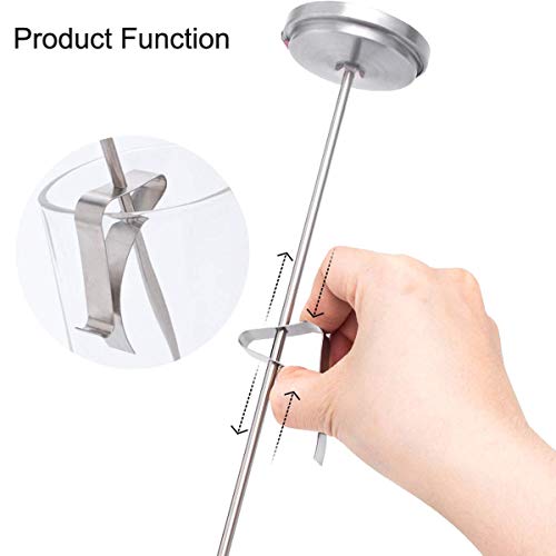 defull 9" Deep Fry Thermometer with Clip Instant Read Dial Thermometer 9 inch Stainless Steel Stem Meat Thermometer Cooking Thermometer for Turkey, BBQ, Grill