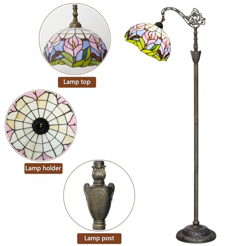 Image of Tiffany Floor Lamp Handcrafted Stained Glass Lamp Calla Lily Adjustable Warm Light Upright Reading Tiffany Style Floor Lamp Suitable For Bedrooms Living Rooms Studies Dining Rooms Retro Home Decoratio