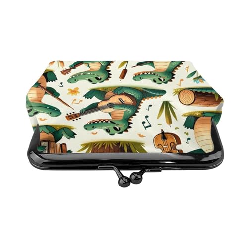 Pu Leather Buckle Coin Purse Gator-Music-Party Girls Kiss-Lock Change Purse Wallets2