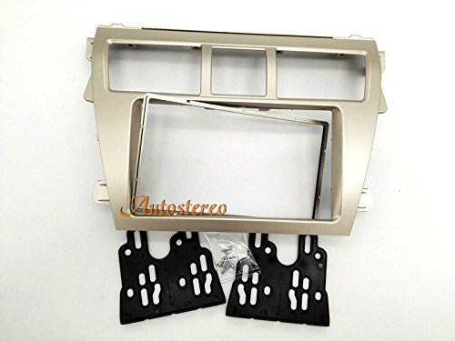 Autostereo Car Stereo Radio Fascia, Facia Panel Complete Fitting Kit for TOYOTA Vios 2007-2012 Belta 2005-2008 Yaris Sedan 2006+ Silver Car Radio Stereo Facia Frame Gold color
