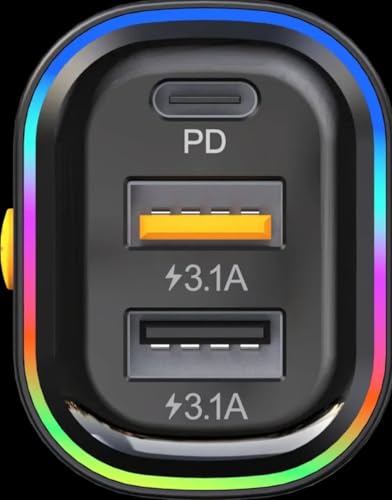 Image of Jaxter 3-in-1 Fast Car Charger with Built-in Micro USB, Type-C & Light ning Cables + Extra USB Port | PD Rapid Charging Adapter for All Smartphones & Devices
