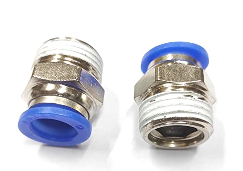 CRAFTSFY 1/2" X 12 MM OD Pneumatic Push Type Male Connector Push in Joint Pneumatic Connector Quick Fittings Size: 1/2" X 12 MM OD Quick Conector Air Fittings Size:1/2 X 12 MM (Pack of 2)