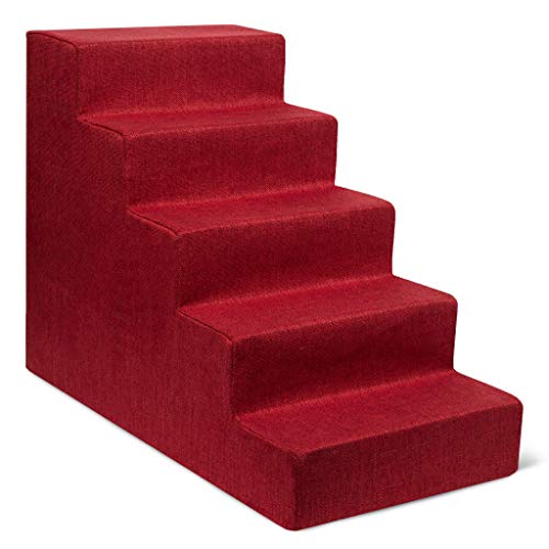 Image of USA Made Pet Steps /Stairs with CertiPUR-US Certified Foam for Dogs & Cats by Best Pet Supplies - Brick Red, 5-Step (H: 22.5 inch)