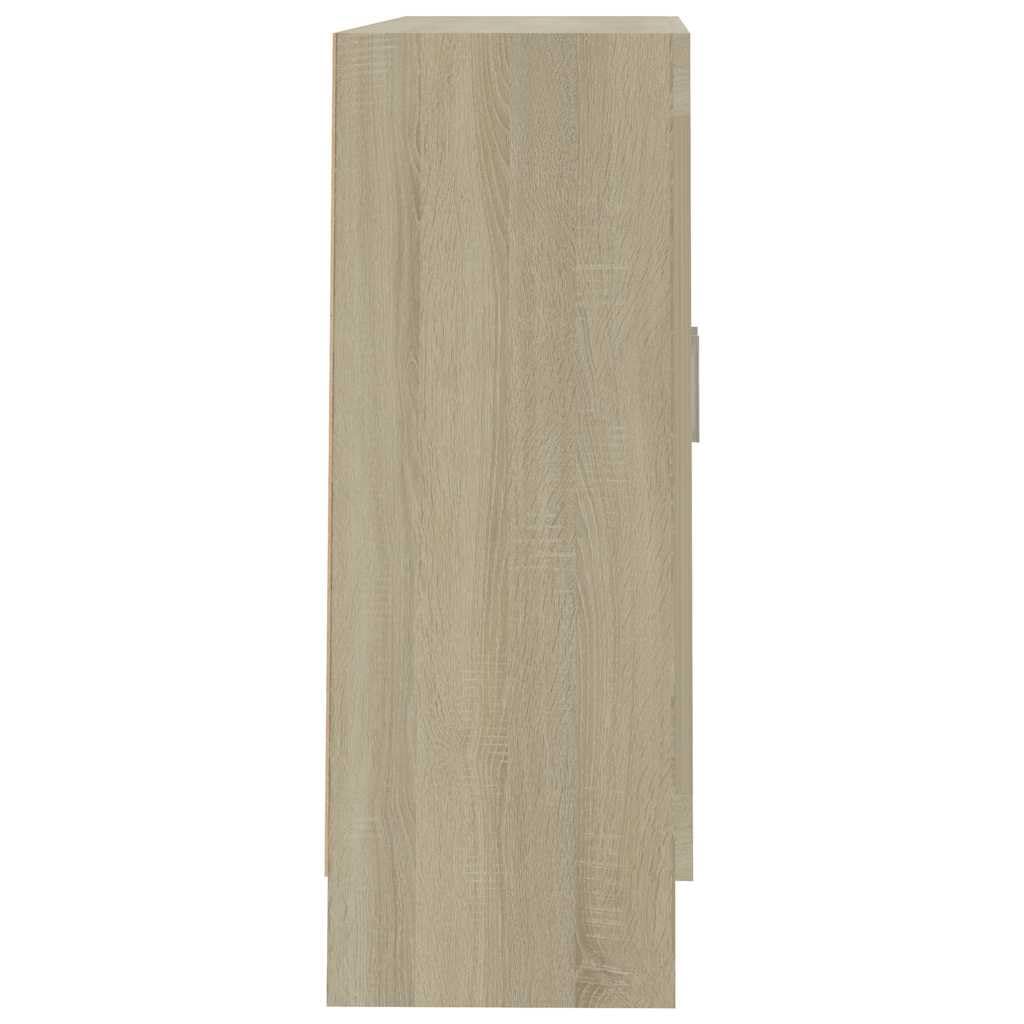 Szafka z witryną dąb Sonoma 82,5 x 30,5 x 80 cm materiał drewnopochodny ze szklanymi drzwiami do salonu, gabinetu, biura, segregatora i dekoracji
