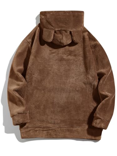 Fuzzy Hoodie Men Sherpa Sweatshirts Cute Bear Ears Long Sleeve Fluffy Fleece Hoodies Winter Warm Pullover Homewear4