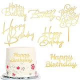 6 Stück Happy Birthday Tortendeko Geburtstag Gold Acryl Cake Topper Happy Birthday Kuchen Deko Geburtstag Gold Torteneinsätze Party Kuchendekoration für Babyparty Geburtstags Kuchen Topper