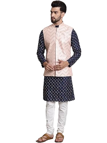 Image of SOJANYA (Since 1958 Men's Silk Blend Kurta and Pyjama with Nehru Jacket