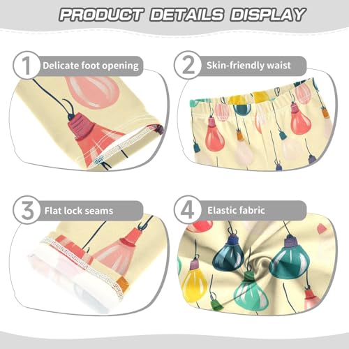 KLL Colorful Christmas Light Bulbs Little Girls Leggings Stretchy High Waisted Athleisure Pants Sports3