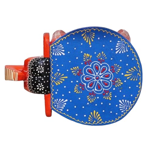 Image of Hand-Crafted and Emboss Colorful Painted Wooden Elephant Shape Stool for Home /Office /Living or Bedroom Decor,Decorative Showpiece (8 Inches Height, Orange)