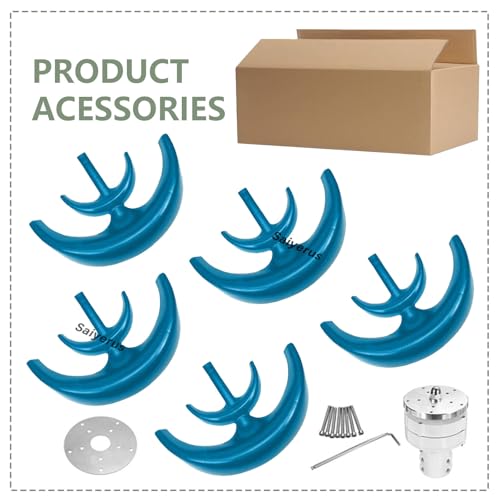 12000W Wind Turbine Generator, 12V/24V/48V 5 Blades Vertical Wind Turbine Kit, 3 Phase AC Generator, Low Wind Speed Starting Wind Power Generator with Controller for Home, Boat, Camping,Blue-12V