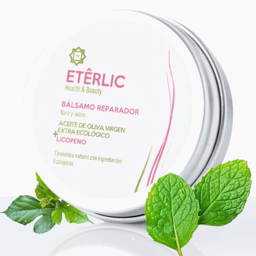 Balsamo Labial Ecológico Eterlic con AOVE, Aloe Vera y Cera de Abeja - Protector Labial Hidratante y Reparador para Labios Agrietados y Secos - 12 ml - Vaselina Labios y Brillo Ideal