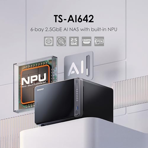 Image of QNAP TS-AI642-8G-US 6 Bay AI NAS | ARM Processor, NPU, AI-Powered Video and Image Recognition, Diskless