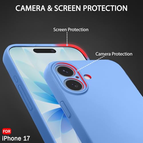 Image of TheGiftKart Liquid Silicone Back Cover Case for iPhone 17 | Soft Micro-Fibre Lining Inside | Camera & Screen Protection | Shockproof Back Cover Case for iPhone 17 (Silicone, Blue)