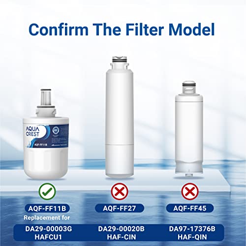 AQUA CREST DA29-00003G Fridge Freezer Water Filter, Compatible with Samsung® Aqua Pure Plus DA29-00003G, DA29-00003B DA97-06317A DA61-00159A, HAFCU1/XAA, HAFIN2/EXP, WF289, Model: AQF-FF11B (3)