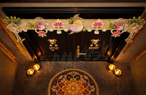 Image of Divyakosh Artificial Flower Toran for Main Door Entrance | 3 FT | Decorative Bandanwar for Home Entrance, Mandir & Pooja Room | Diwali, Wedding & Festival Decor