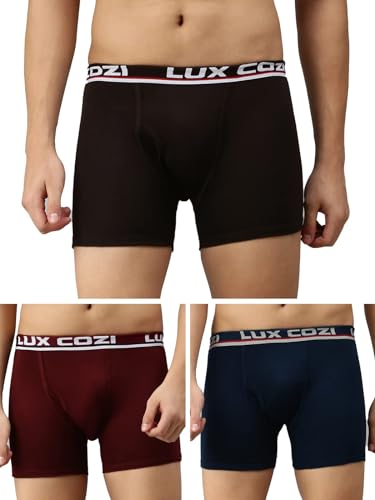 Image of Lux Cozi Bigshot Longs Solid Underwear for Men Combo, Breathable 100% Cotton Underwear for Man Pack of 3 (Colors May Vary)