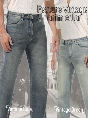 Men's Loose Fit Jeans Wide Leg Medium Weight Denim Pants Vintage Washed4