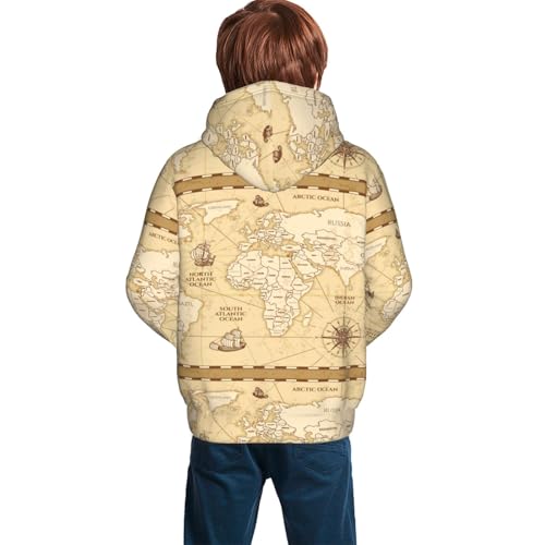 World Map Kid Hoodies Boys Sweatshirts Girls Pullover with Pocket4
