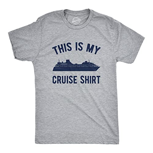 Mens This is My Cruise Shirt Tee Funny Vacation Travel Boat T Shirt for Guys Funny T Shirts Cool Summer Short Sleeve Novelty Tees for Guys Light Grey XL
