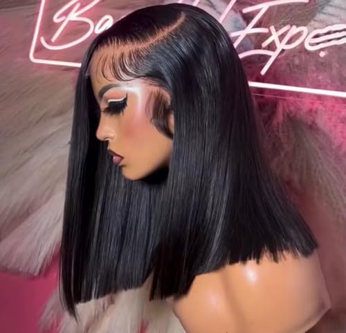 Perruque bob cheveux humains lace front 13x4 naturelle 16 pouces densité 220