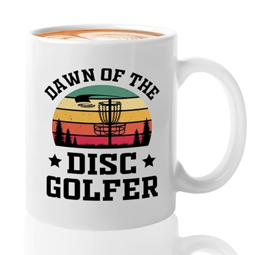 Disc Golf Coffee Mug 11oz White -Dawn Of The Disc Golfer - Funny Frisbee Player Coach Disc Golf Basket Gift Hobby Sport Outdoor