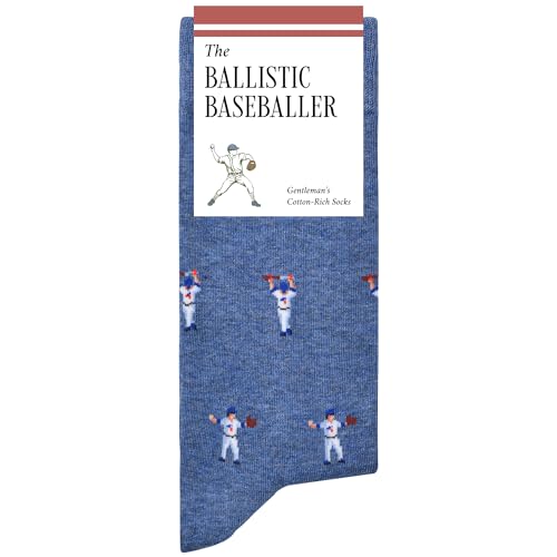 The Athletic Gent The Ballistic Baseballer Socks - Funny Baseball Socks - Funny Gifts for Men - 1 Pair Size 8-13 Navy Blue - Awesome Baseball Gifts