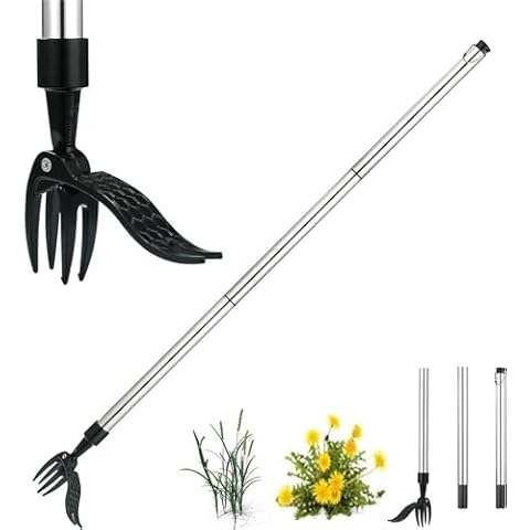 Deashun Stand Up Weed Puller Tool with Long Handle for Garden Lawn,Weed Picker Adjustable Long Handle Up to 39inch Weed Remover Tool Without Bending or Kneeling Cover