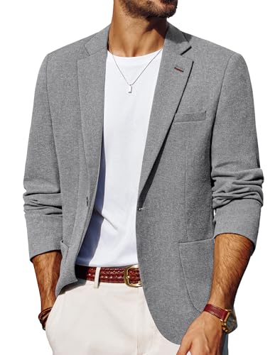 PJ PAUL JONES Sakko Herren EIN Knopf Sommer Leinen Blazer Sportlich Leichte Jackett Hellgrau L