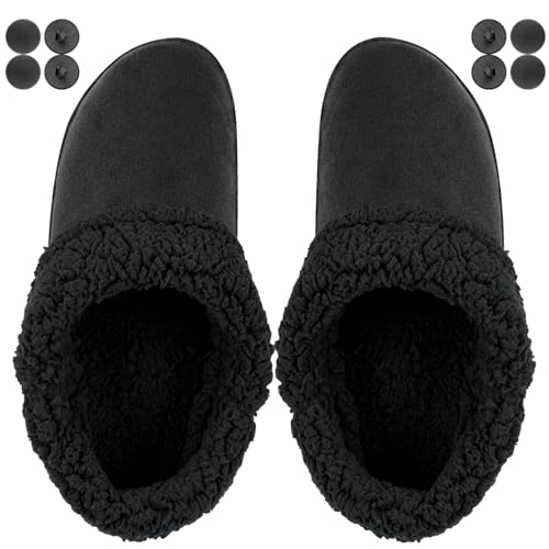 Fuzzy Inserts for Croc Replacement Fur Fluffy Fleece Liners Winter Warm Inner Lining Socks for Men and Women(Black)