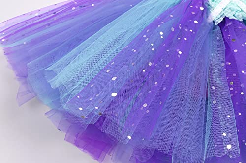 Koatobbor Girls Mermaid Costume Mermaid Tutu Dress Color Led Light Up for Halloween Birthday Party 3-8Years
