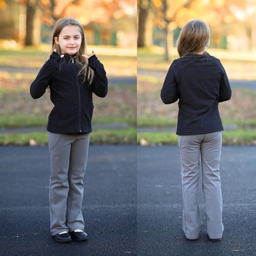 BIG ELEPHANT Girls Fleece Lined Leggings, Youth Winter Warm Athletic Flare Pants with Pockets, Kids Bell Bottoms3