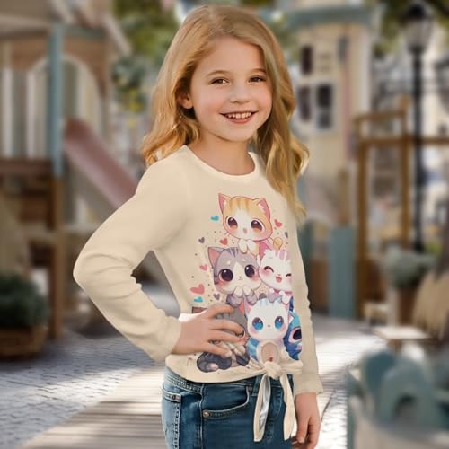 Kids Casual Long Sleeves for Girls T Shirt Crewneck Pullover Tops Size 5-12 Years3