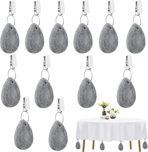 Qooloo Set di 12 pesi per tovaglia in pietra naturale, per esterni, peso extra pesante, per feste, picnic, matrimoni